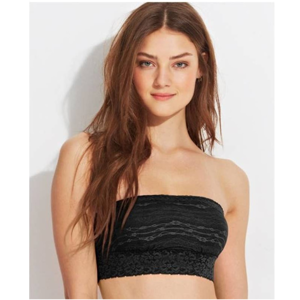 Free People All Over Lace Bandeau Bralette Bra Black NWT Women's S